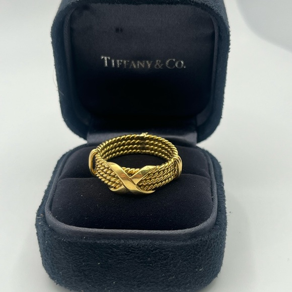Tiffany & Co. 18K Yellow Gold Schlumberger X Rope Ring - Picture 3 of 9